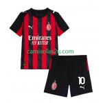 Camisolas de futebol AC Milan Rafael Leao 10 Criança Equipamento Principal 2025/26 Manga Curta